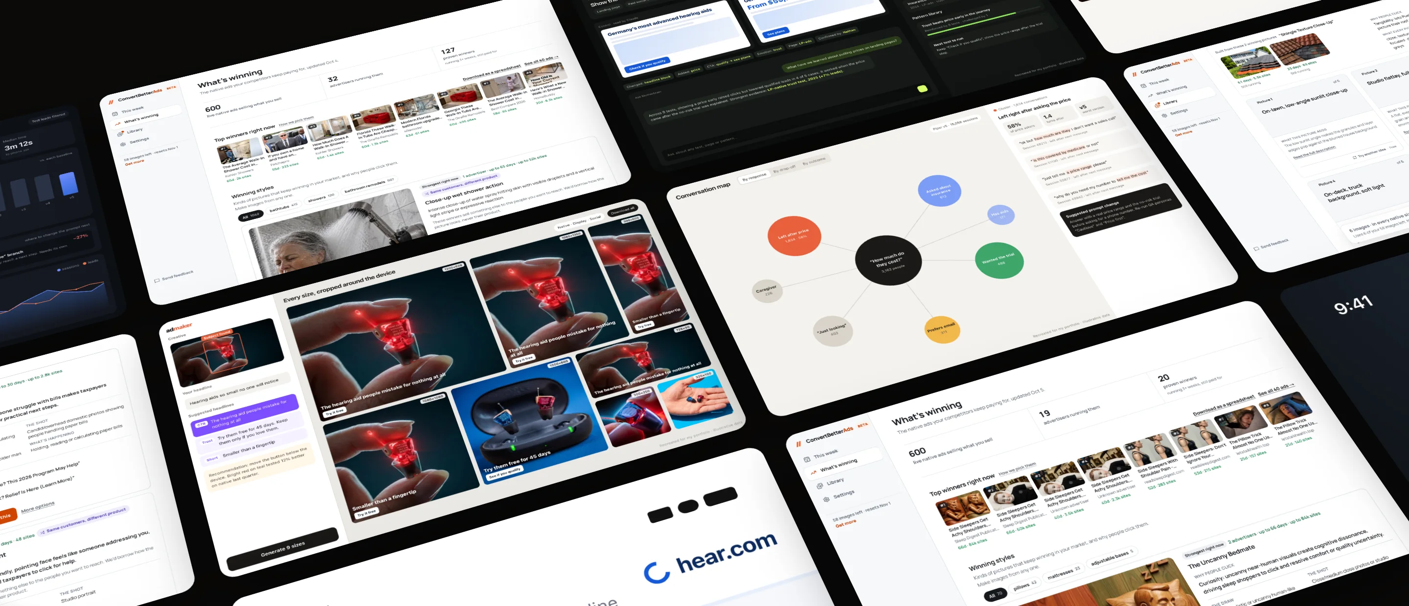 A field of the AI products I’ve built: Piper, its dashboard, Motherbrain, hearcut, Sarah, the ad studio and ConvertBetterAds